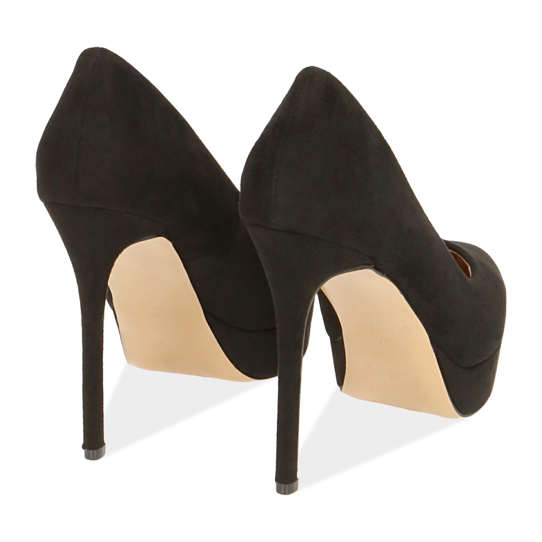 Zapato de tacón negras de microfibra con plataforma, tacón 11,5 cm