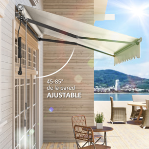 Toldo Eléctrico Retráctil y Manual con Mando a Distancia 3x2,5 m Toldo de Exterior Terraza Enrollable con Manivela Marco de Aluminio y Protección UV30+ para Jardín Puerta Ventana Crema