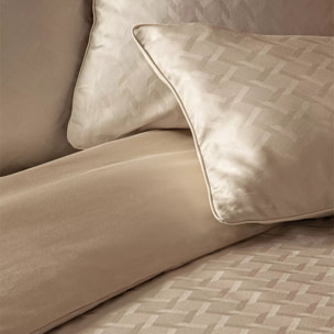 Housse de couette satin de coton motif jacquard beige Adagio lin