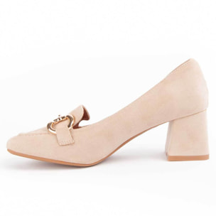 Zapato De Tacón - Beige - Altura: 6 Cm