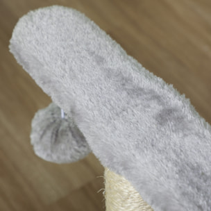 Arbre à chat design - griffoir, grattoir - jeu 2 boules rotatif, panier, tunnel - sisal peluche grise