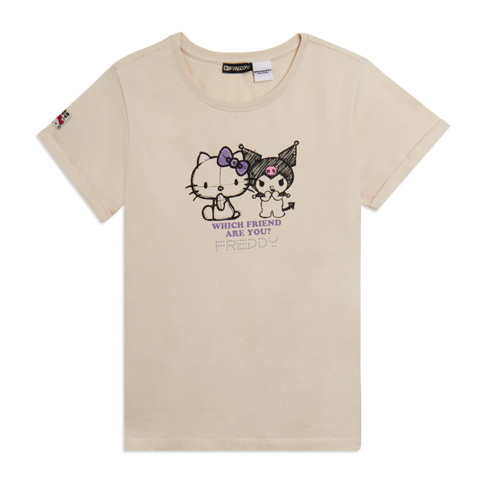 T-shirt Hello Kitty & Kuromi con stampa frontale