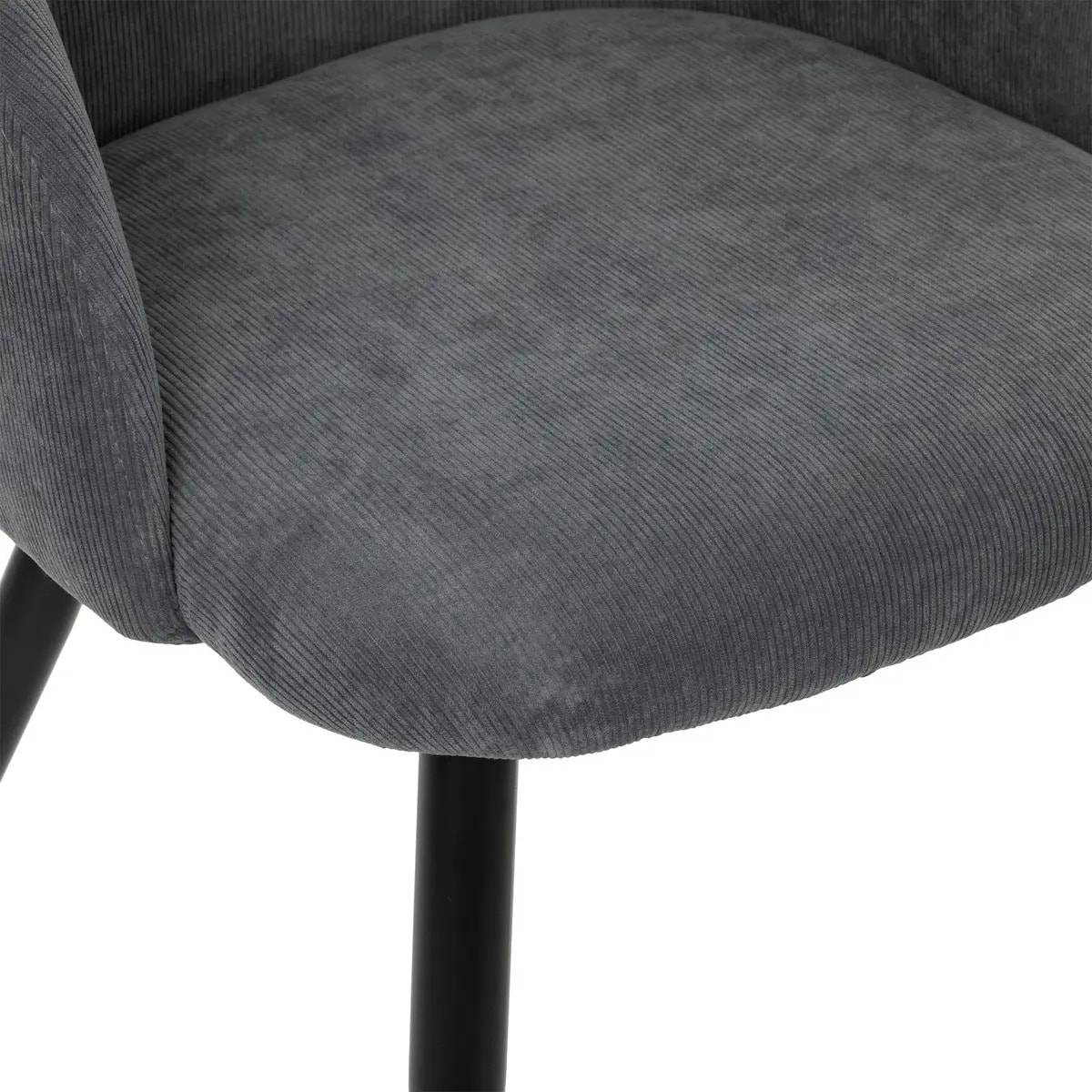 Fauteuil "Celeste" - gris - velours côtelé - pieds métal noir