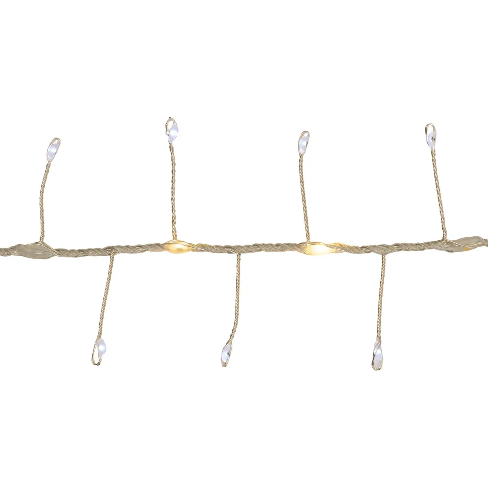 Lot de 2 guirlandes lumineuses d'extérieur 10 m 750 LED blanc froid et blanc chaud fil cuivre sur secteur