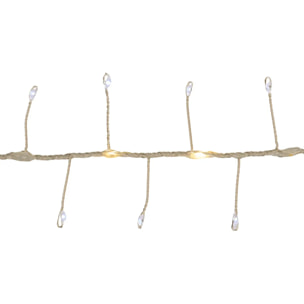 Lot de 2 guirlandes lumineuses d'extérieur 10 m 750 LED blanc froid et blanc chaud fil cuivre sur secteur