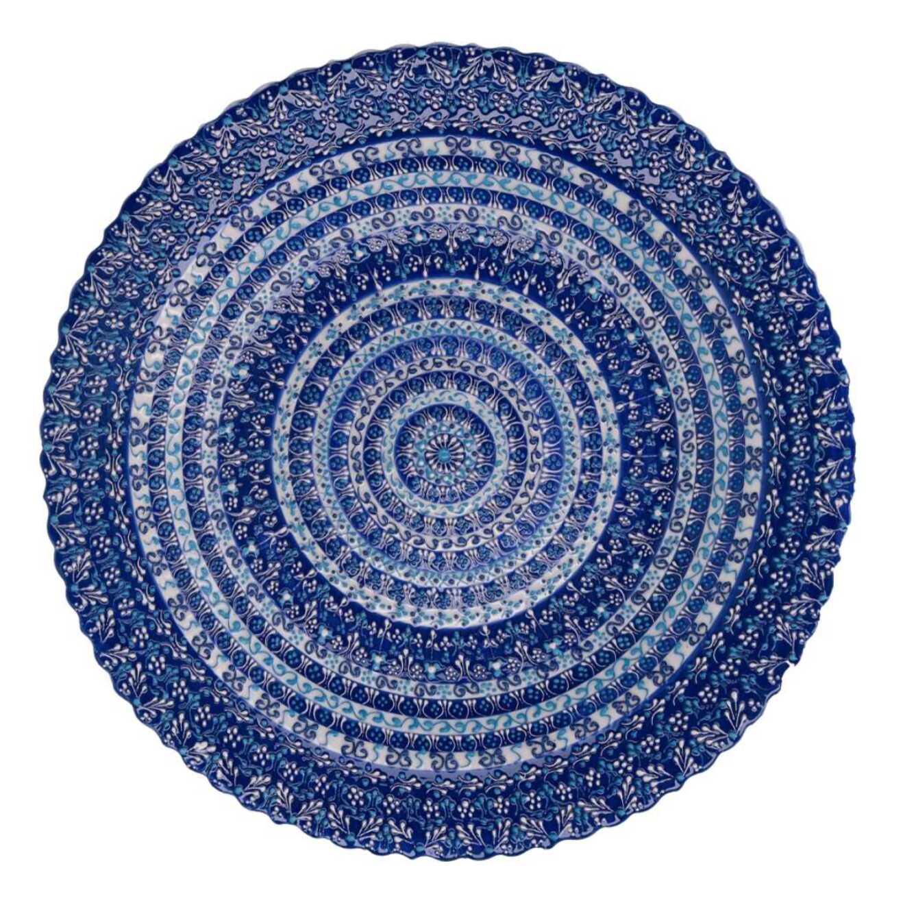 Centrotavola in ceramica blu tondo cm ø40h4