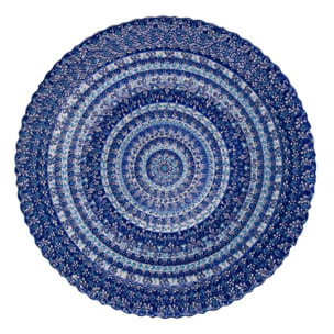 Centrotavola in ceramica blu tondo cm ø40h4