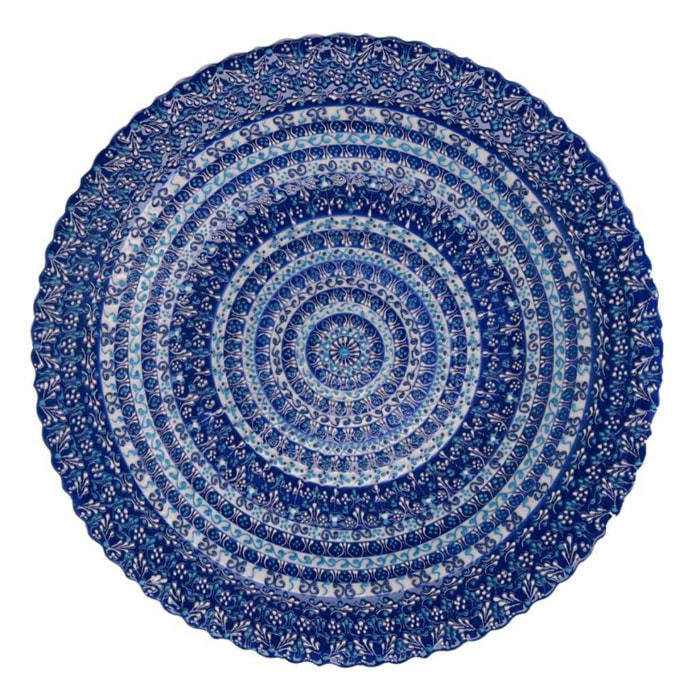 Centrotavola in ceramica blu tondo cm ø40h4
