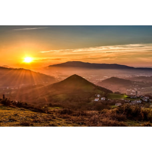 Tableau coucher de soleil sur le pays basque Toile imprimée