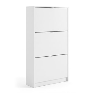 Scarpiera Salvaspazio Con 3 Ante A Ribalta E 2 Ripiani Interni Doppia Profondità Mobile Portascarpe Moderno Ingresso Corridoio Fino A 18 Paia Bianco