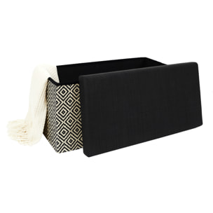 Coffre Banc Pliable Tresse Noir