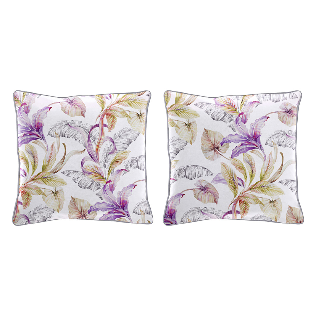 Lot de 2 housses de coussin en coton imprimé ULUTU - mauve