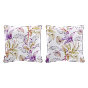 Lot de 2 housses de coussin en coton imprimé ULUTU - mauve