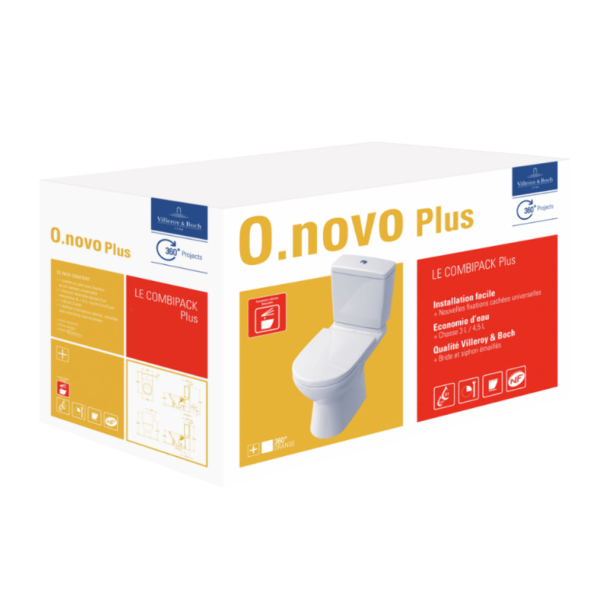 WC à poser sortie horizontale VILLEROY & BOCH O.novo Plus avec abattant frein de chute déclipsable