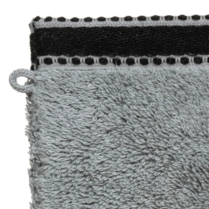 Lot de 2 gants de toilette "Joia" - coton 550 gr/m² - gris foncé 15x21 cm