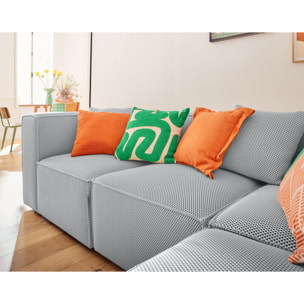 Arty - canapé modulable d'angle droit 5 places - en tissu mailles 3D - Gris clair