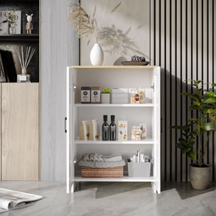 Buffet 2 portes 2 étagères bahut dim. 60 x 30 x 90 cm blanc effet bois clair
