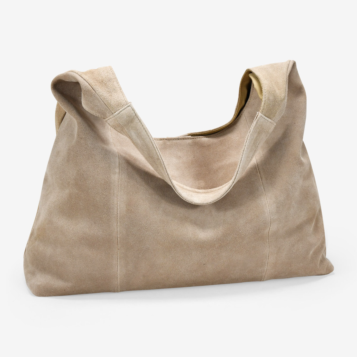 Bolso de hombro arena serraje piel