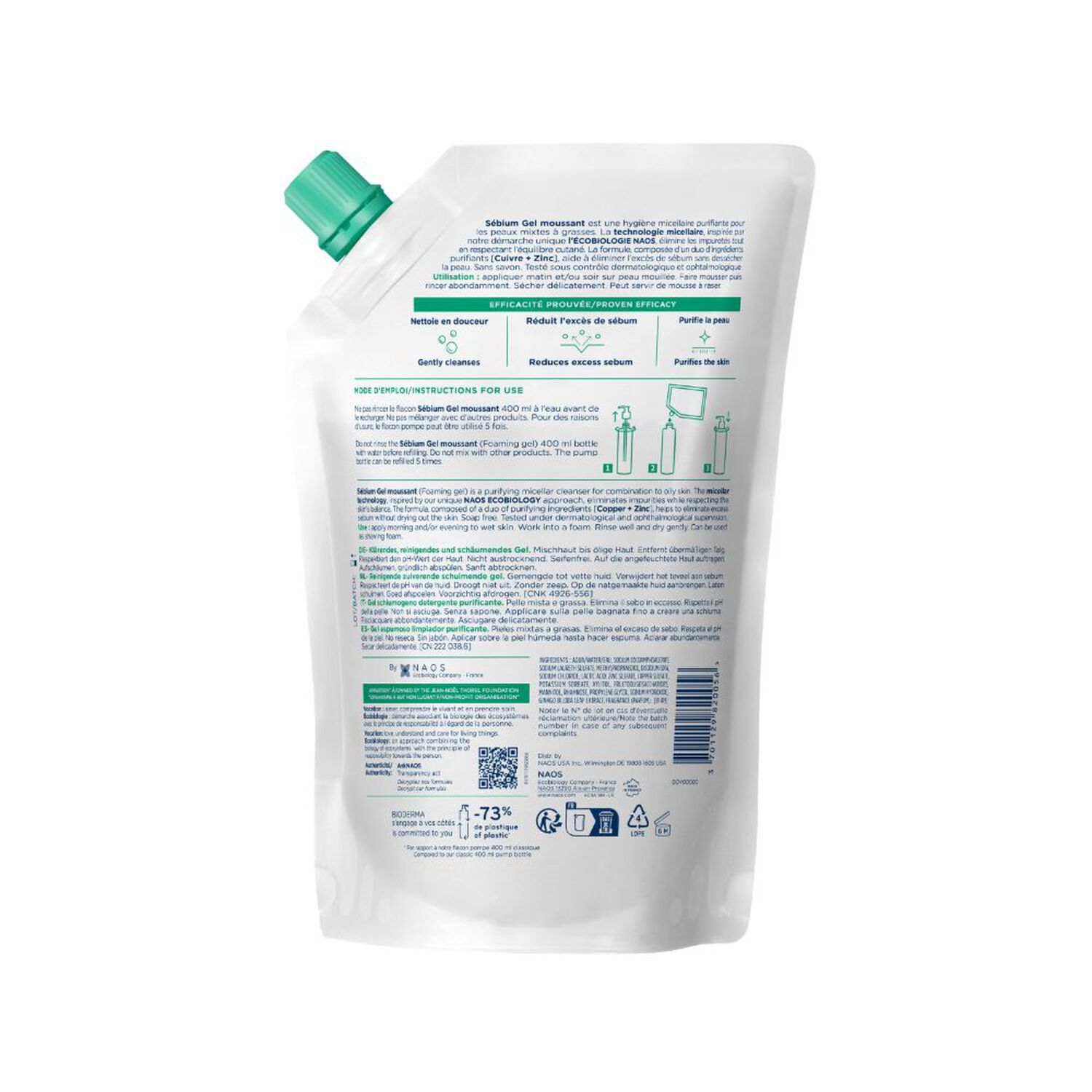 Sébium - Éco-Recharge Gel Moussant Nettoyant Purifiant