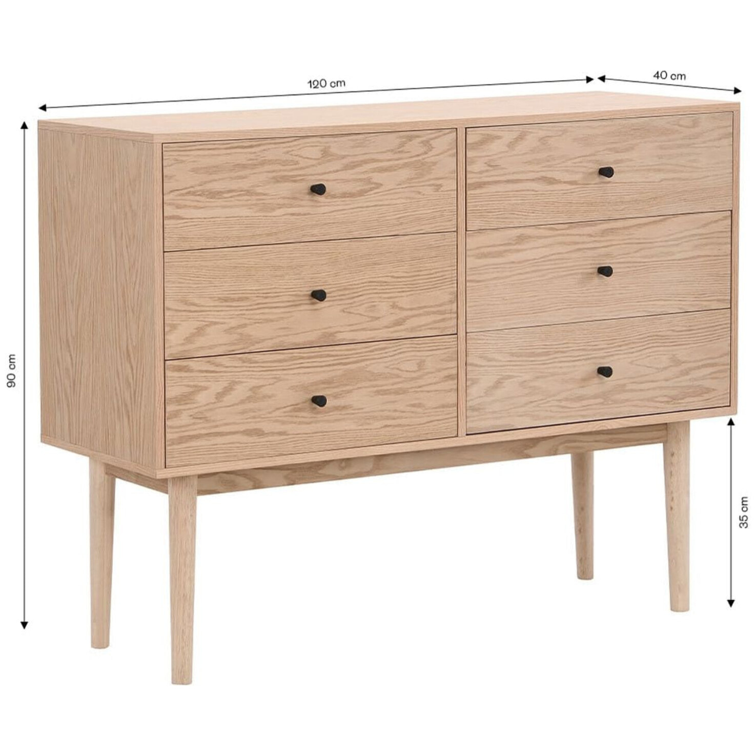 Commode 6 tiroirs en bois - LISA