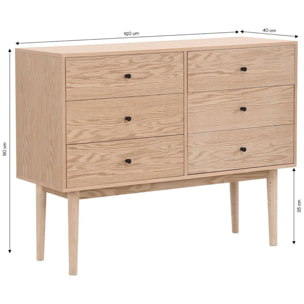 Commode 6 tiroirs en bois - LISA