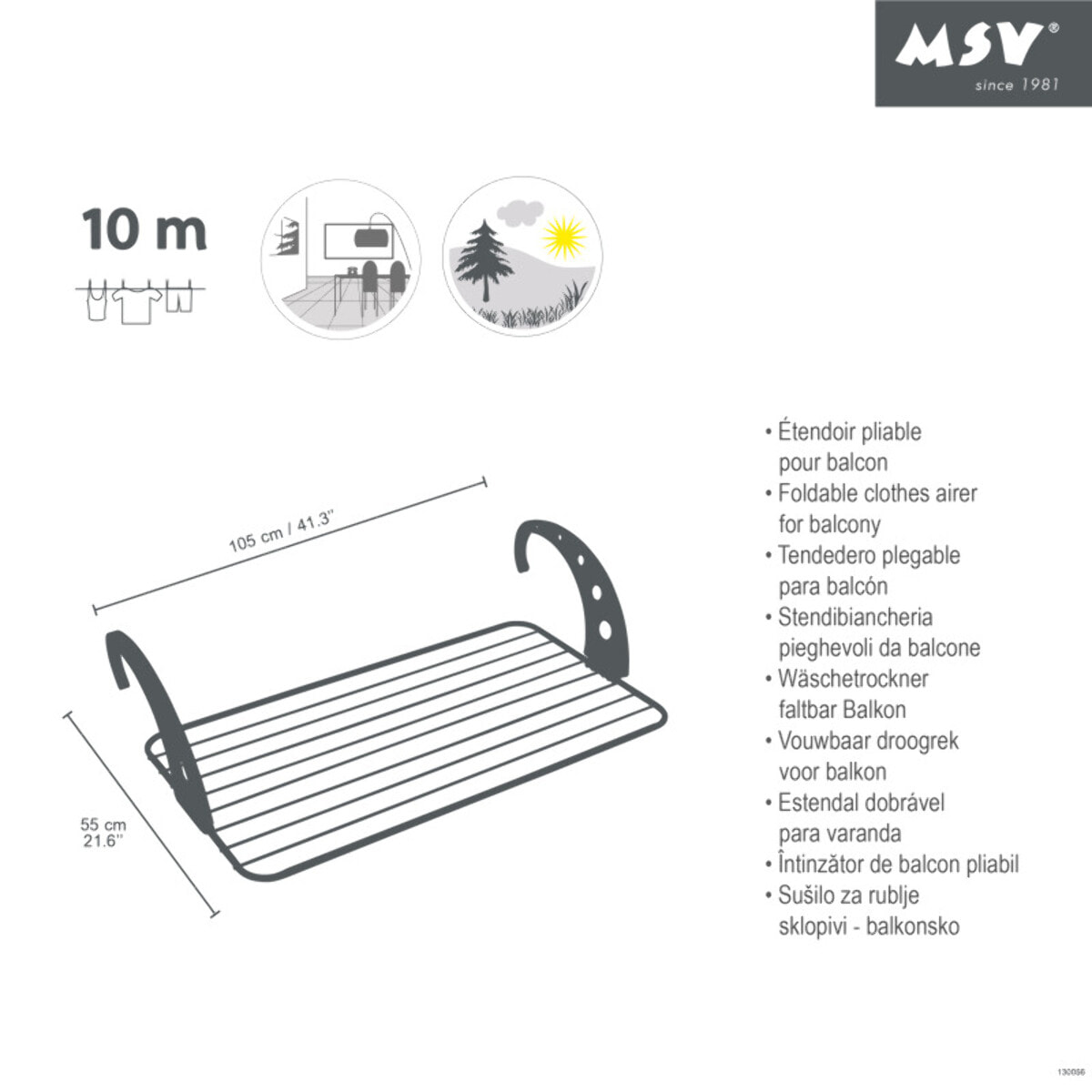 Etendoir balcon 10M Alu Coloris assortis MSV