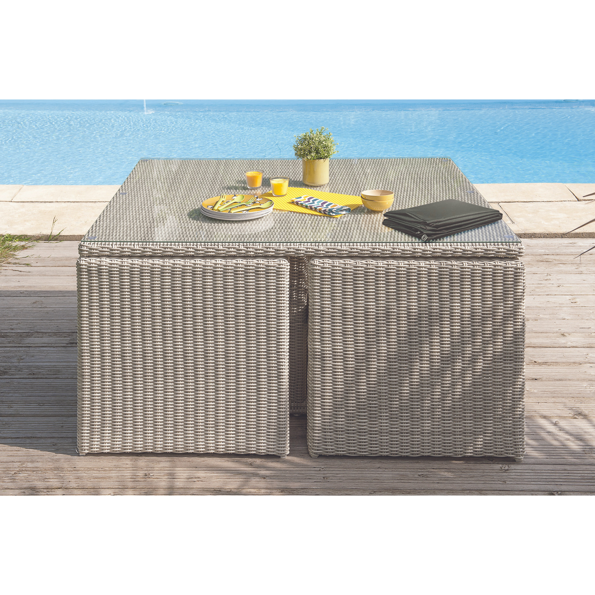 OCEANE-LUNCH - Housse de protection pour table de jardin en polyester