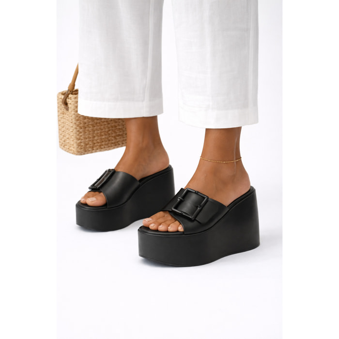 Ciabatta con zeppa - tacco 12,5 cm - plateaux 4,5 cm