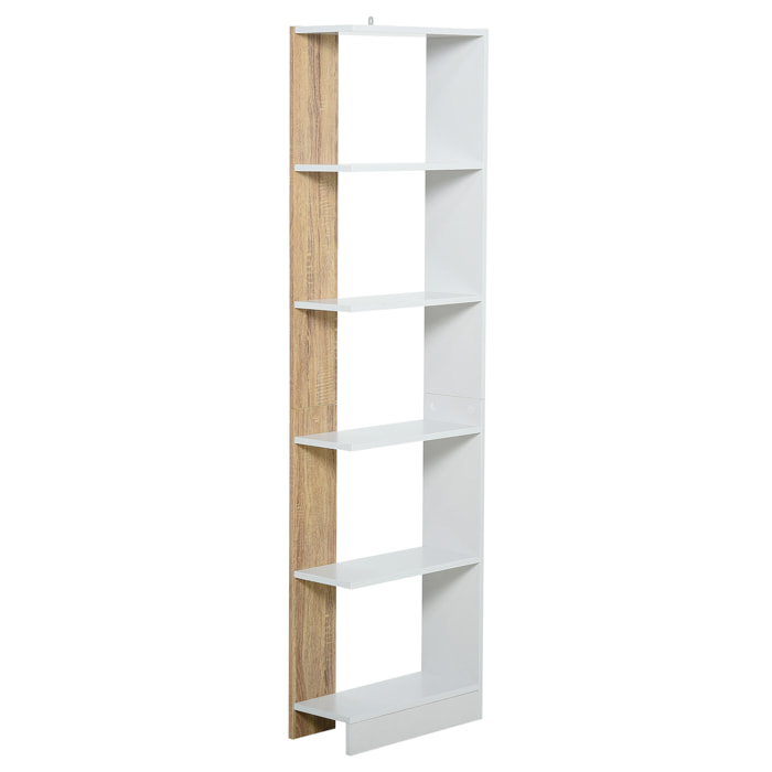 Bibliothèque Étagère de Rangement 45 x 21 x 170 cm Blanc et Chêne