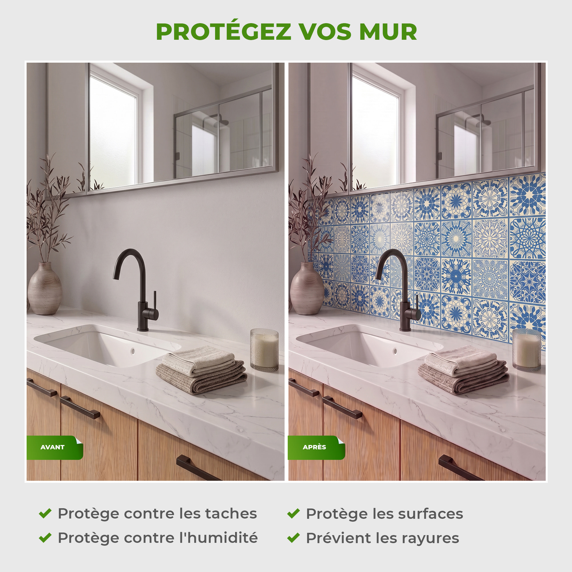 Stickers muraux - Sticker Mural Carrelage adhésif Cuisine Salle de Bain - 12 STICKERS CARRELAGES AZULEJOS EDOARDO