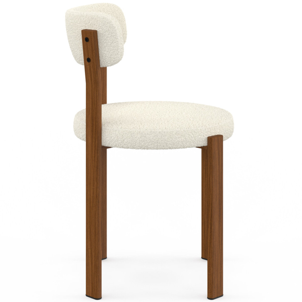 Chaises Ilona bouclette crème pieds effet noyer - lot de 4