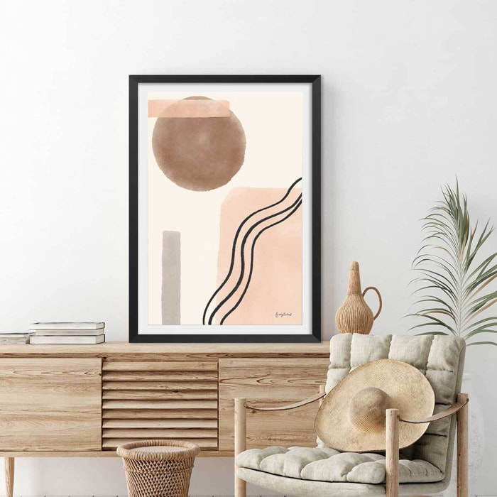 Affiche Graphisme inspiration 50's Affiche + cadre en bois - Noir