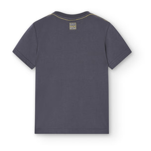 Conjunto niño, algodón, estampado, gris oscuro, mangas