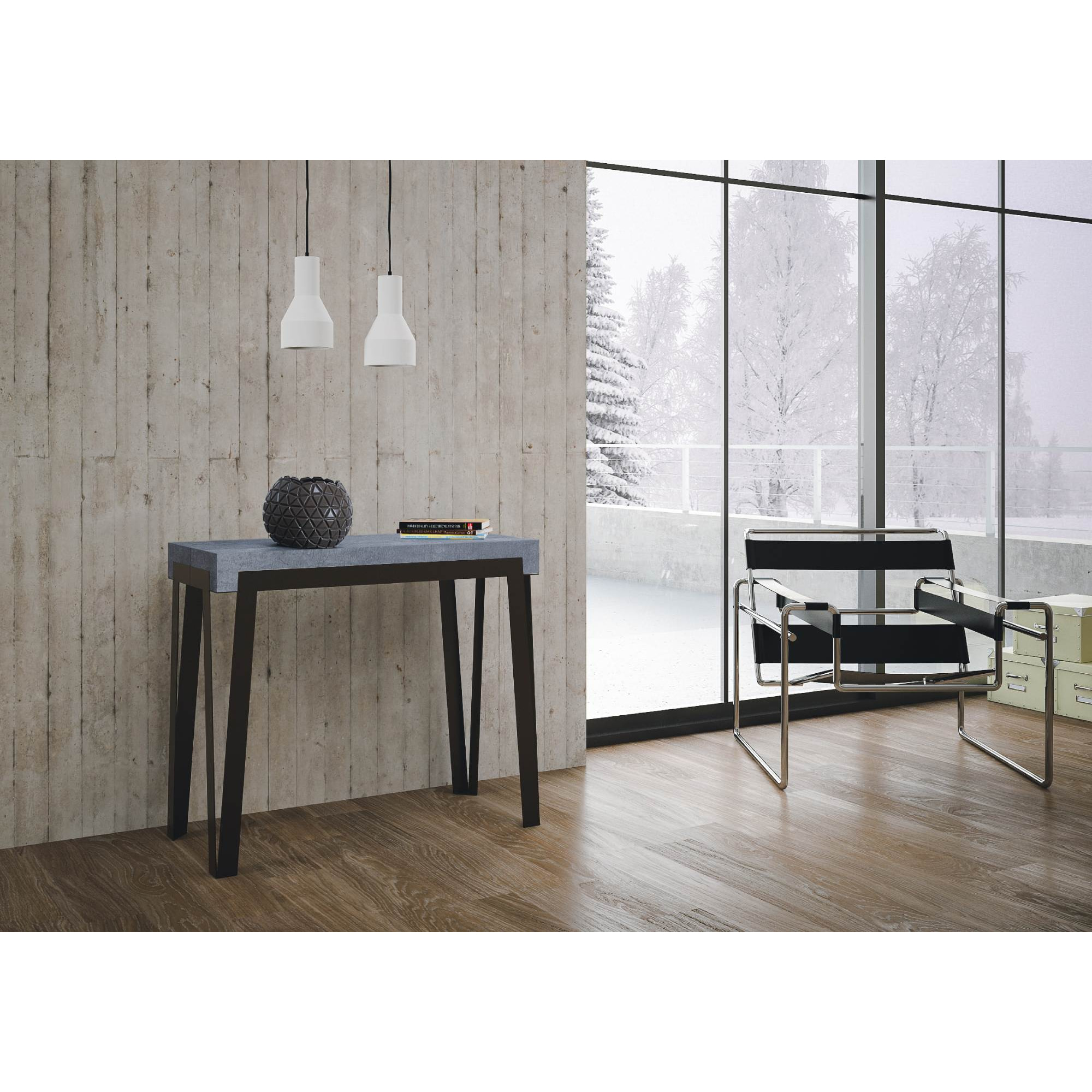 Console Rio Small Premium cm.90x40 (extensible à 196) Ciment cadre Anthracite