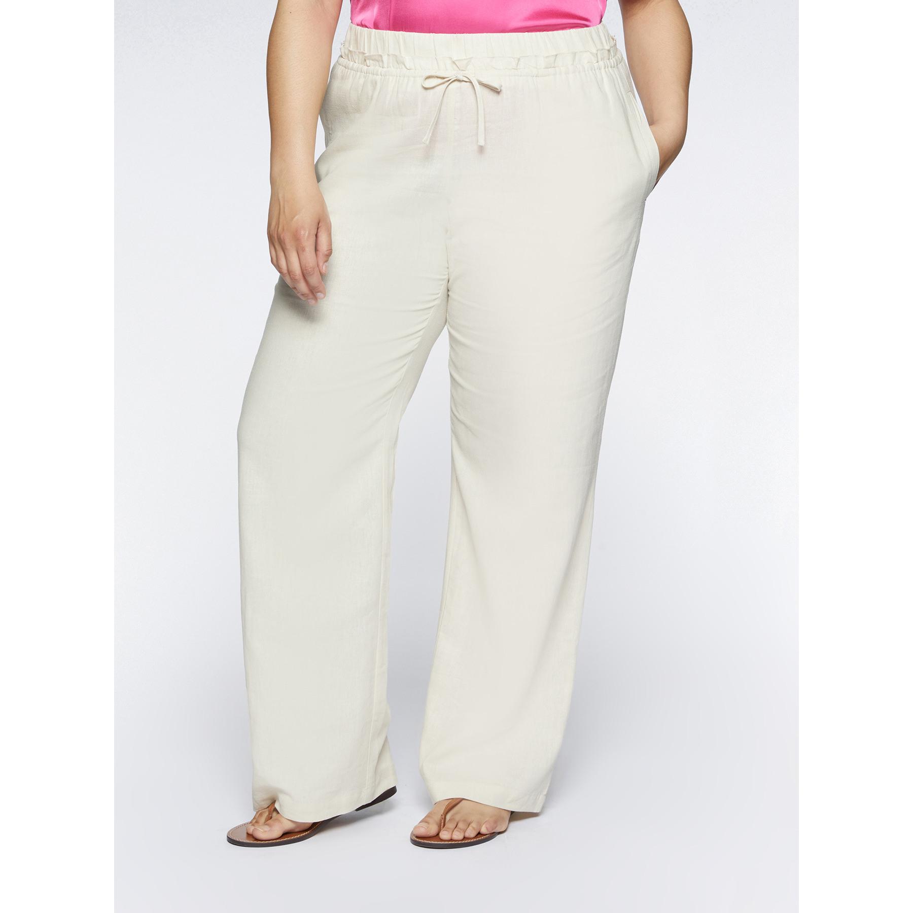 Fiorella Rubino - Pantalones amplios de lino y viscosa - Beige