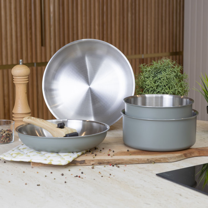 Batterie de cuisine 5 pièces en acier inoxydable - tous feux EASYNOX