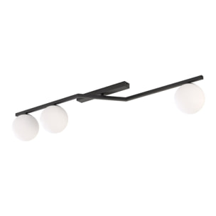 Lampada a sospensione Naton in acciaio nero con sfere in vetro opale