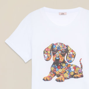 Oltre - Camiseta con estampado y aplicaciones - Blanco