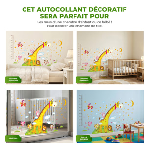 Stickers Muraux décoration adhésifs toise Girafe et les animaux d'Afrique
