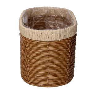 Set di 2 portavasi Vacchetti in polyrattan naturale ovale cm28x18h16