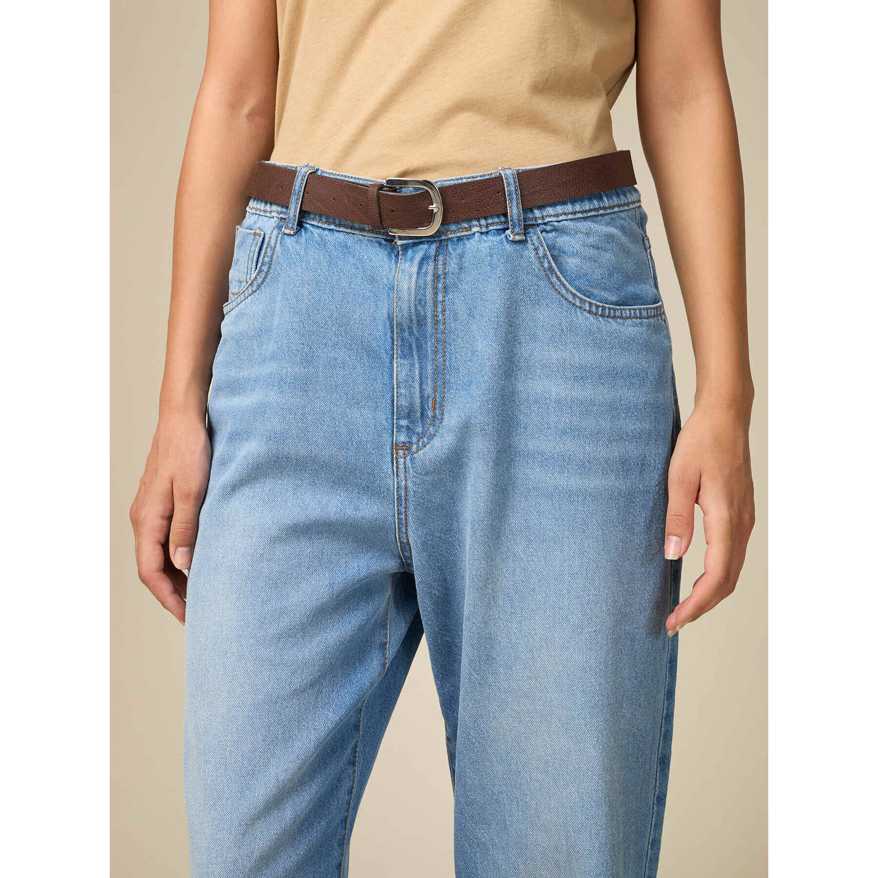 Oltre - Jeans boyslim con cintura - Azzurro