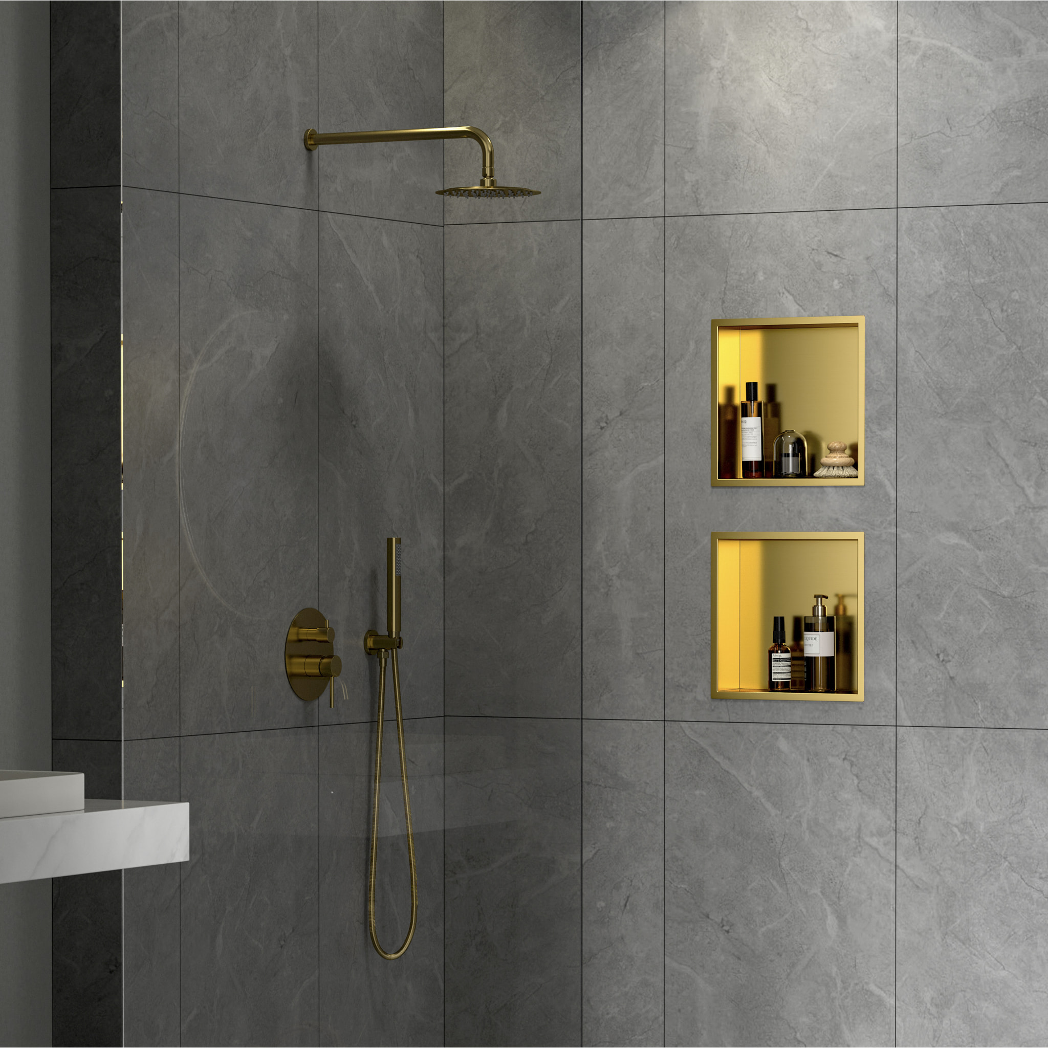 Niche de Douche à encastrer, Gold (SATAURN3030BG)