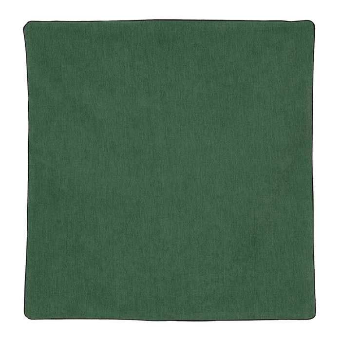 Housse de coussin passepoilée  - Effet velours - Vert foncé