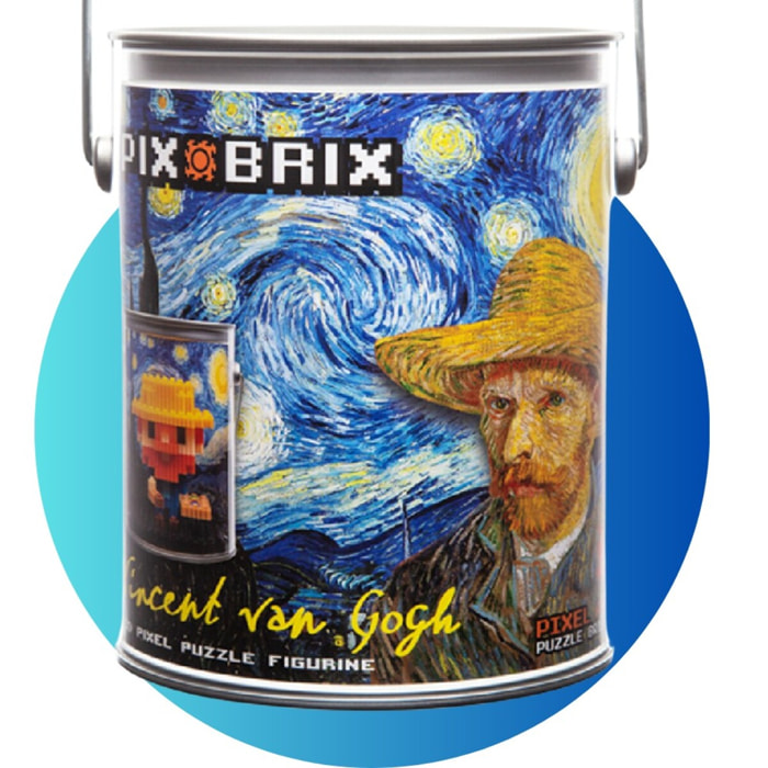 PIX BRIX PIXEL ART BOTE METALICO FIGURA VAN GOGH 482 PIEZAS
