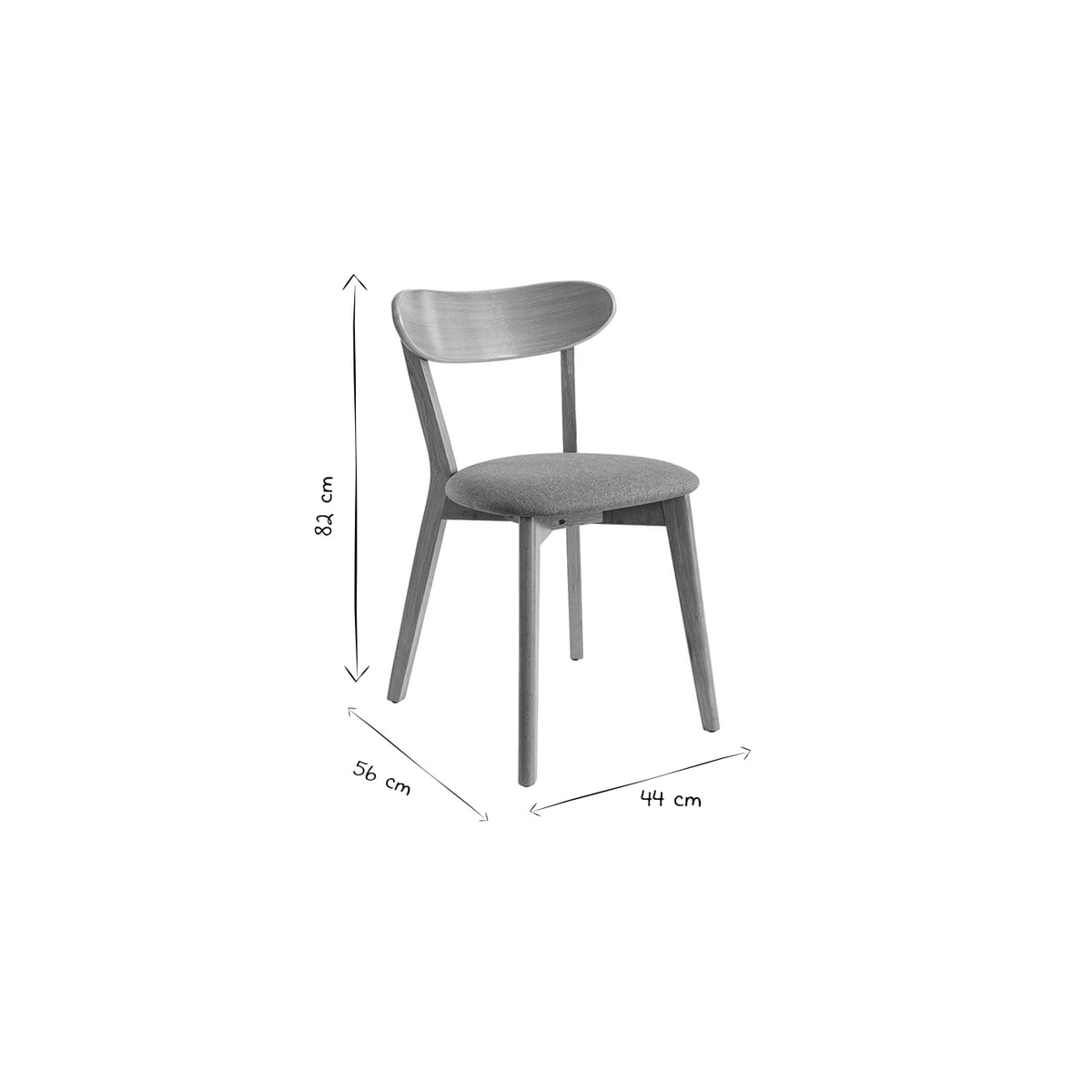 Chaises vintage en bois clair chêne et tissu effet velours terre brûlée (lot de 2) DOVE