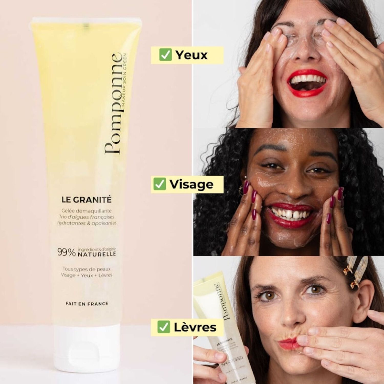 Démaquillant Naturel - Granité Démaquillant - Visage, Yeux, Lèvres