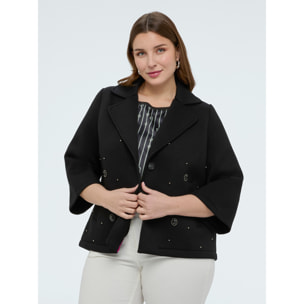Fiorella Rubino - Cappotto corto in scuba doppiopetto - Nero