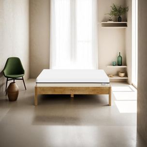 Lit en chêne massif + Matelas Hybride - AINA & SPRING ELITE