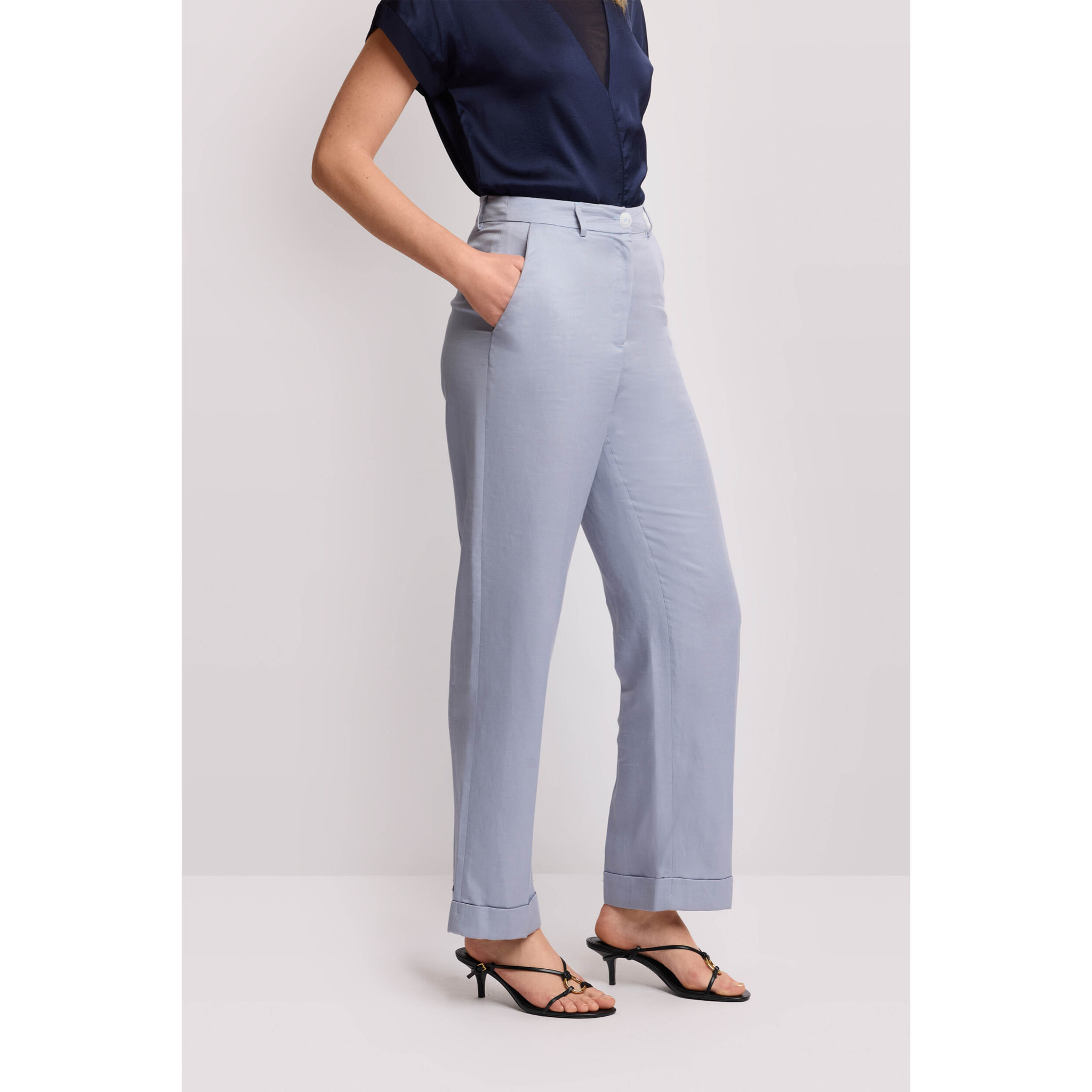 Kocca - Pantaloni taglio dritto con risvolto Donna, Tinta unita