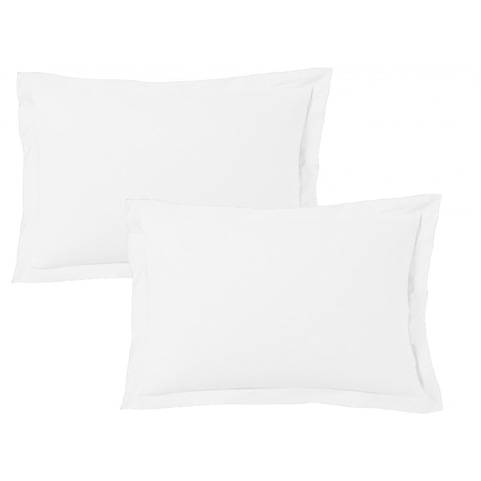 Lot de 2 taies d'oreiller satin de coton blanc